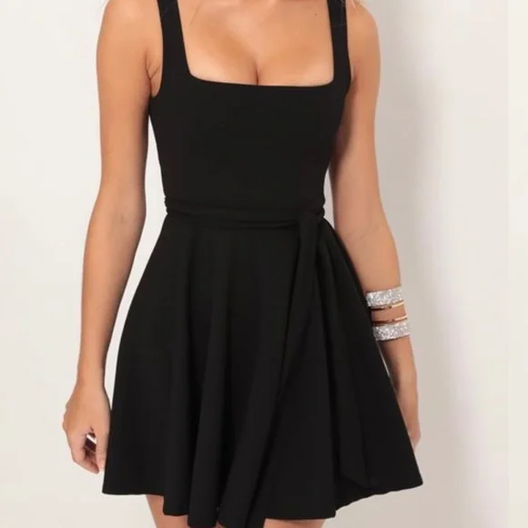 black lucy in the sky dress Lucy in the Sky Polka Dot Cutout Dress – SANITY main image 0